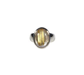Zilveren ring rutielkwarts A-kwaliteit maat 17 1/2 | ovaal 1,5 x 1,2 cm