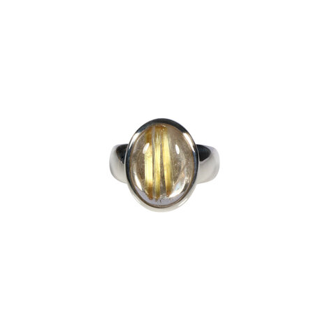 Zilveren ring rutielkwarts A-kwaliteit maat 17 1/2 | ovaal 1,5 x 1,2 cm