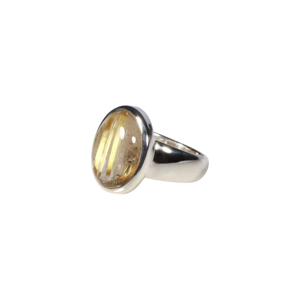 Zilveren ring rutielkwarts A-kwaliteit maat 17 1/2 | ovaal 1,5 x 1,2 cm