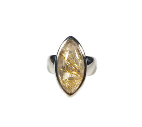 Zilveren ring rutielkwarts A-kwaliteit maat 16 1/2 | markies 2,2 x 1,1 cm Zilveren ring rutielkwarts A-kwaliteit maat 16 1/2 | markies 2,2 x 1,1 cm