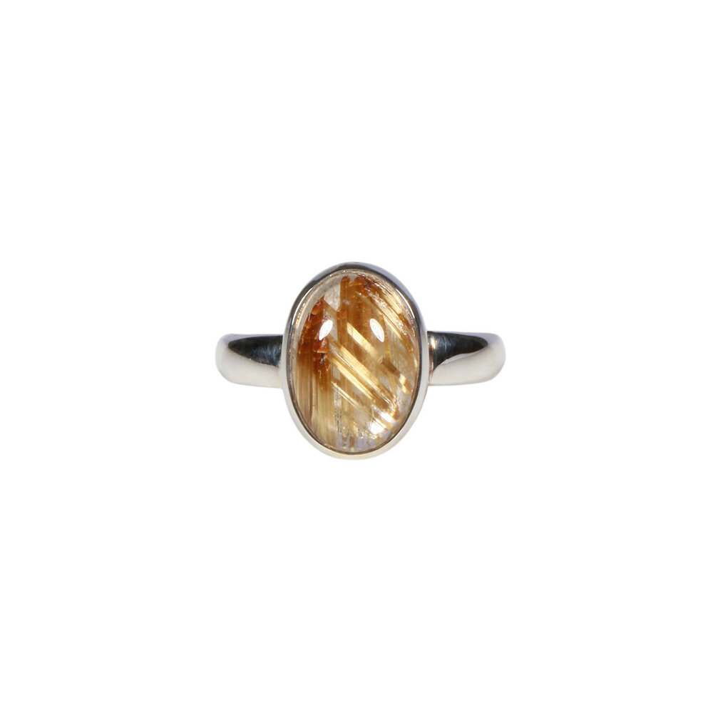 Zilveren ring rutielkwarts maat 18 | ovaal 1,2 x 0,8 cm Zilveren ring rutielkwarts maat 18 | ovaal 1,2 x 0,8 cm