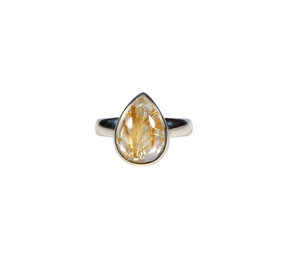 Zilveren ring rutielkwarts maat 17 | druppel 1,3 x 0,9 cm