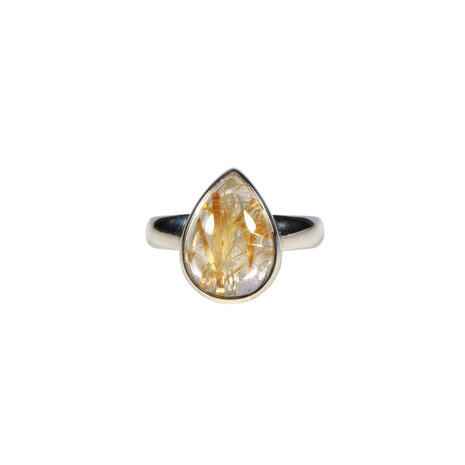 Zilveren ring rutielkwarts maat 17 | druppel 1,3 x 0,9 cm