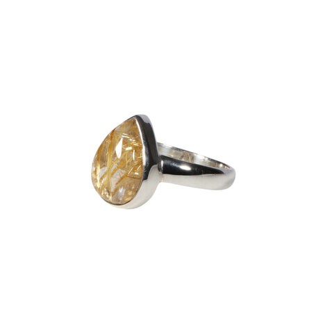 Zilveren ring rutielkwarts maat 17 | druppel 1,3 x 0,9 cm