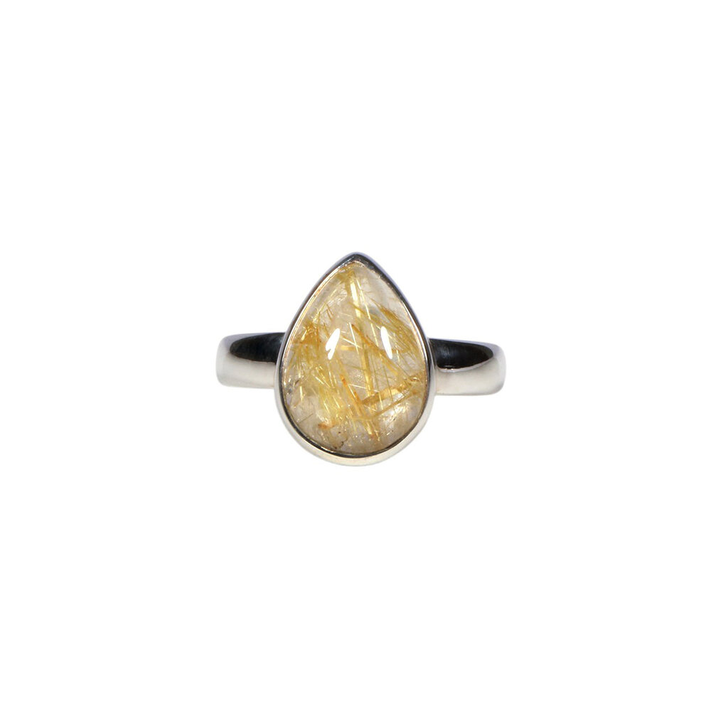 Zilveren ring rutielkwarts maat 17 | druppel 1,3 x 1 cm Zilveren ring rutielkwarts maat 17 | druppel 1,3 x 1 cm