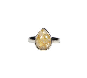 Zilveren ring rutielkwarts maat 17 | druppel 1,3 x 1 cm Zilveren ring rutielkwarts maat 17 | druppel 1,3 x 1 cm