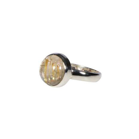 Zilveren ring rutielkwarts maat 18 | rond 1,1 cm
