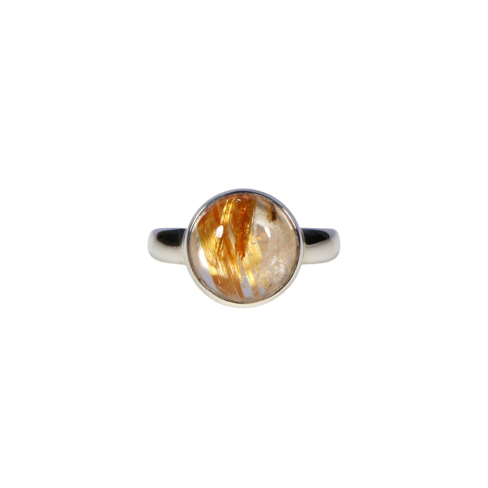 Zilveren ring rutielkwarts maat 17 | rond 1 cm