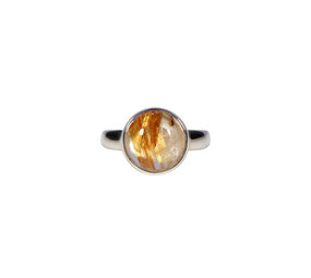 Zilveren ring rutielkwarts maat 17 | rond 1 cm