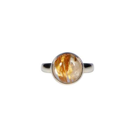Zilveren ring rutielkwarts maat 17 | rond 1 cm