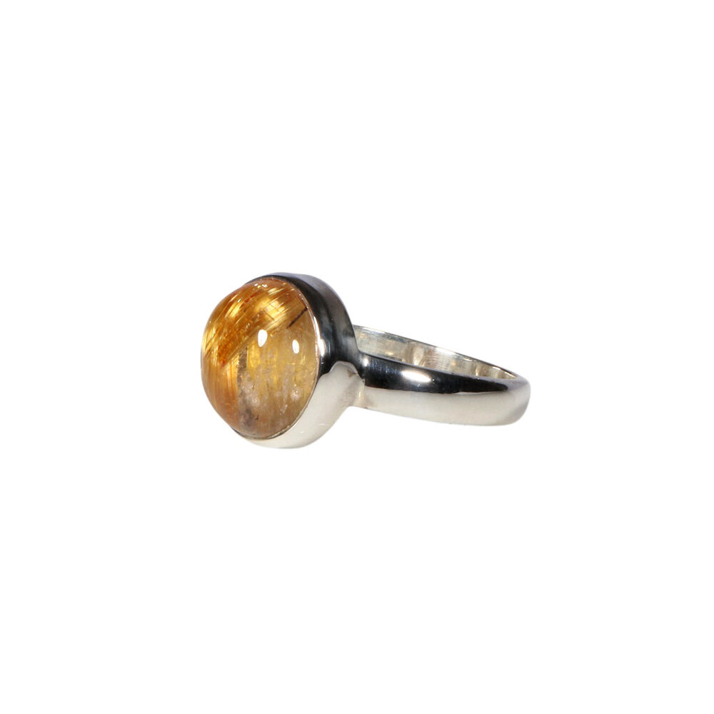 Zilveren ring rutielkwarts maat 17 | rond 1 cm