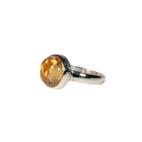 Zilveren ring rutielkwarts maat 17 | rond 1 cm