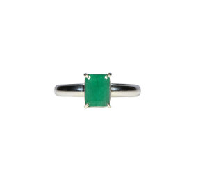 Zilveren ring smaragd 19 maat | rechthoek gezet 0,8 x 0,6 cm Zilveren ring smaragd 19 maat | rechthoek gezet 0,8 x 0,6 cm