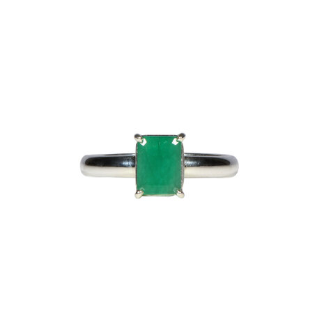 Zilveren ring smaragd 19 maat | rechthoek gezet 0,8 x 0,6 cm Zilveren ring smaragd 19 maat | rechthoek gezet 0,8 x 0,6 cm