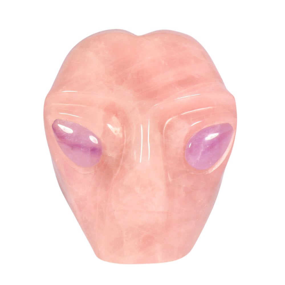 Rozenkwarts alien schedel 10 x 8,1 x 9,3 cm | 1237 gram Rozenkwarts alien schedel 10 x 8,1 x 9,3 cm | 1237 gram