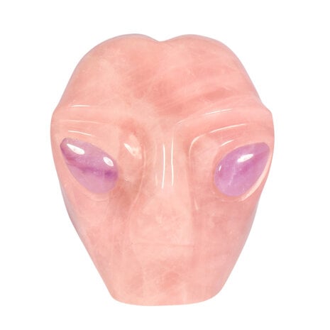Rozenkwarts alien schedel 10 x 8,1 x 9,3 cm | 1237 gram Rozenkwarts alien schedel 10 x 8,1 x 9,3 cm | 1237 gram