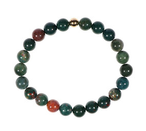 Heliotroop armband met 14k gouden kraal | 8 mm