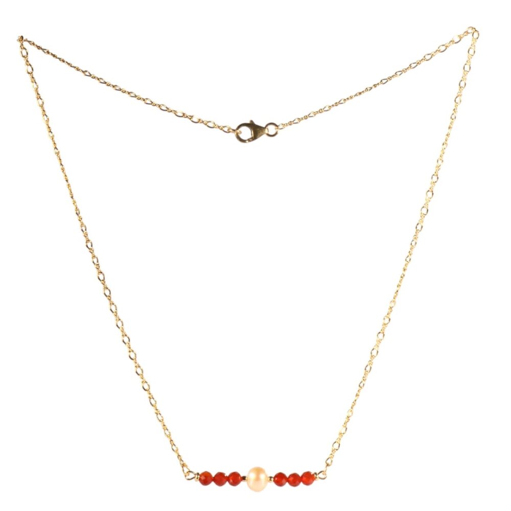 Gold filled ketting carneool rondelles en parel Gold filled ketting carneool rondelles en parel