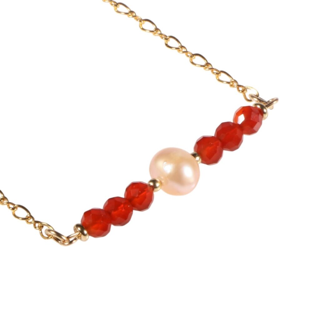 Gold filled ketting carneool rondelles en parel Gold filled ketting carneool rondelles en parel