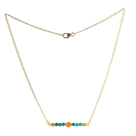 Gold filled ketting chrysocolla rondelles en barnsteen Gold filled ketting chrysocolla rondelles en barnsteen