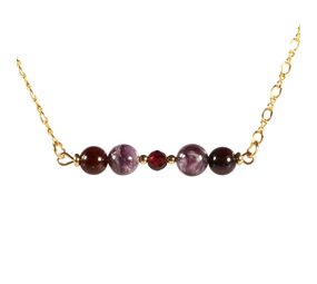 Gold filled ketting charoiet en granaat Gold filled ketting charoiet en granaat