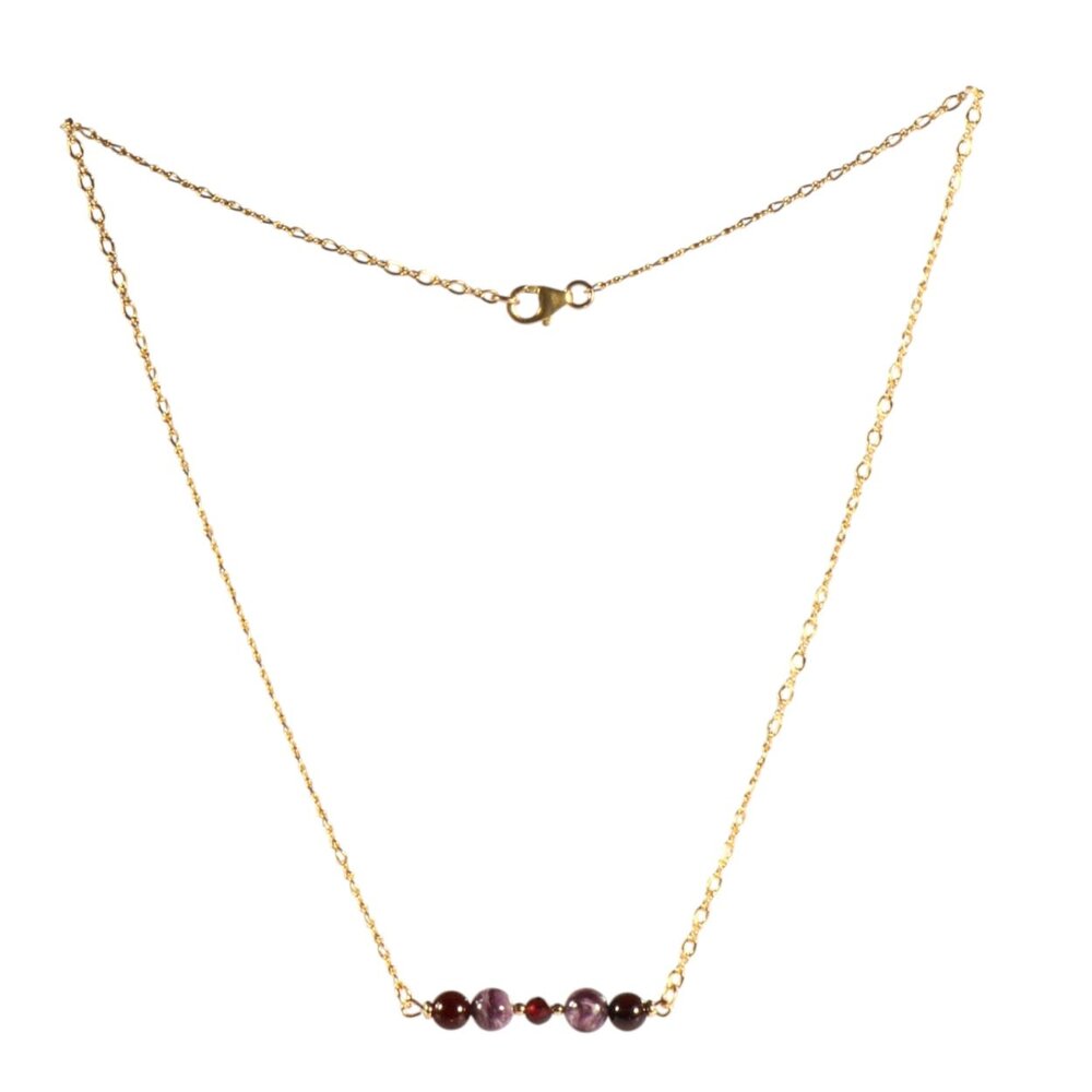 Gold filled ketting charoiet en granaat Gold filled ketting charoiet en granaat