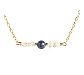 Gold filled ketting Herkimer diamant en saffier Gold filled ketting Herkimer diamant en saffier