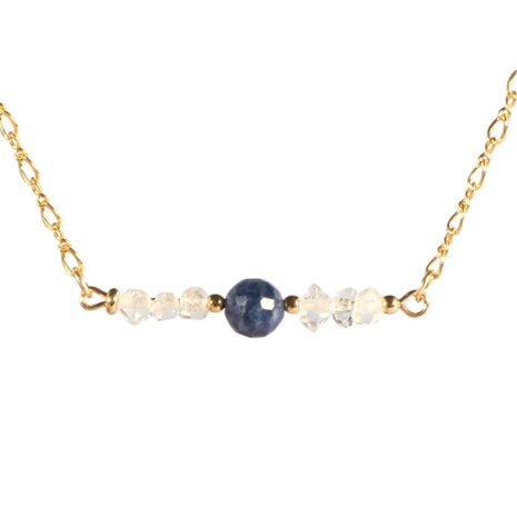 Gold filled ketting Herkimer diamant en saffier Gold filled ketting Herkimer diamant en saffier