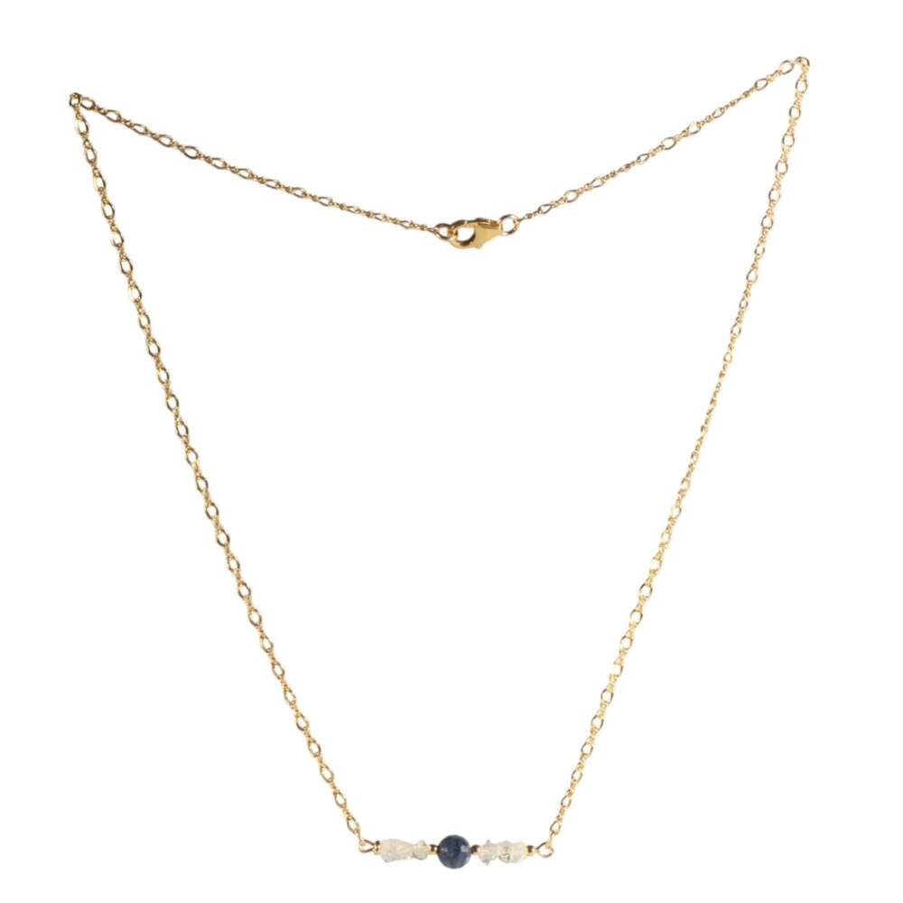 Gold filled ketting Herkimer diamant en saffier Gold filled ketting Herkimer diamant en saffier
