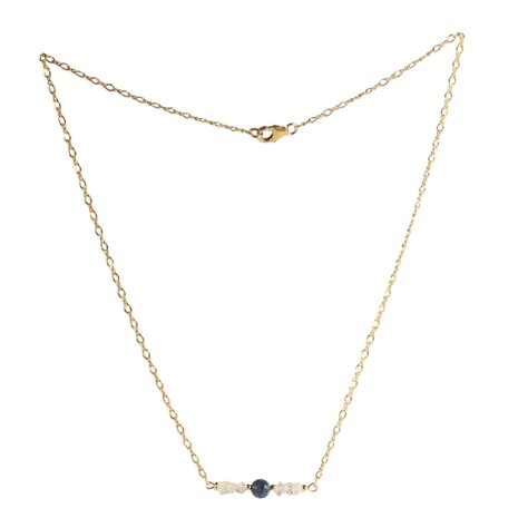 Gold filled ketting Herkimer diamant en saffier Gold filled ketting Herkimer diamant en saffier