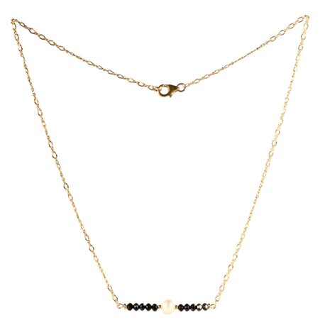 Gold filled ketting zwarte toermalijn rondelles en parel Gold filled ketting zwarte toermalijn rondelles en parel