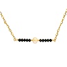 Gold filled ketting zwarte toermalijn rondelles en parel Gold filled ketting zwarte toermalijn rondelles en parel