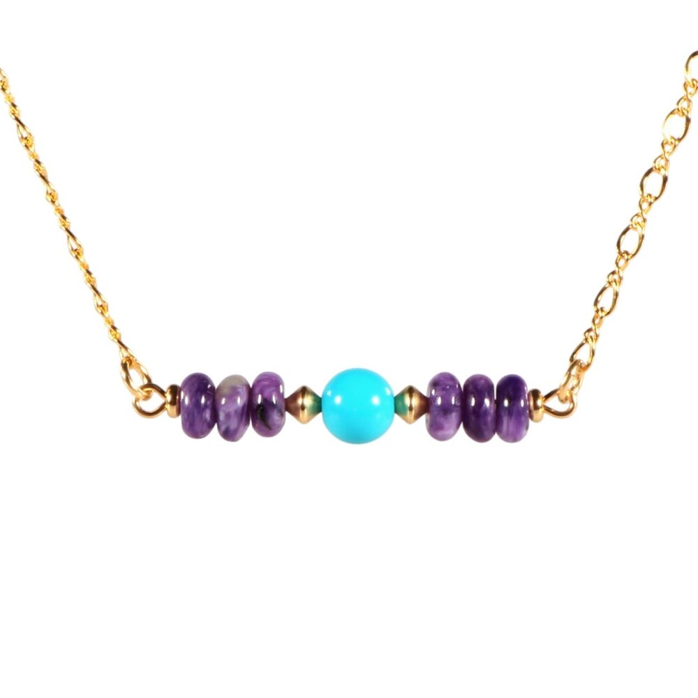 Gold filled ketting charoiet rondelles en sleeping beauty turkoois Gold filled ketting charoiet rondelles en sleeping beauty turkoois