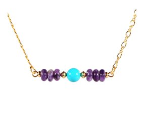 Gold filled ketting charoiet rondelles en sleeping beauty turkoois Gold filled ketting charoiet rondelles en sleeping beauty turkoois