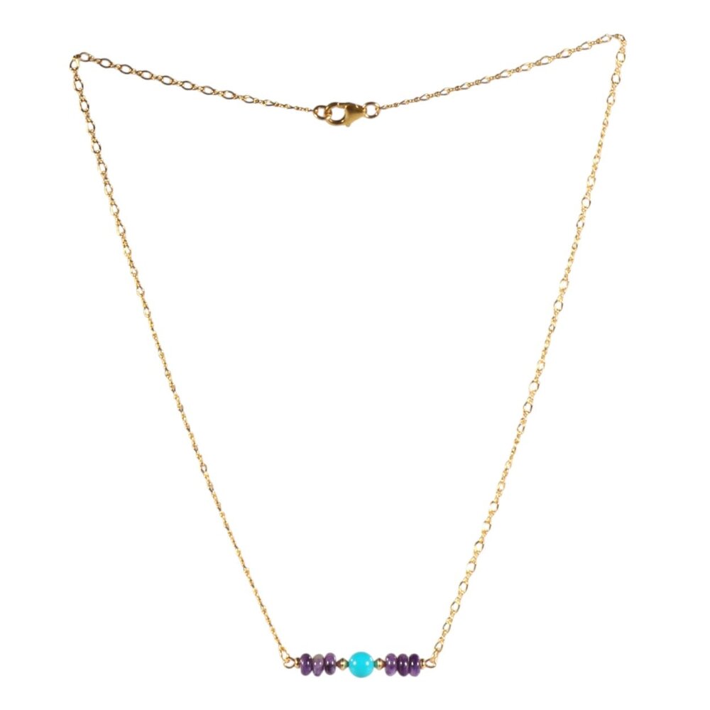 Gold filled ketting charoiet rondelles en sleeping beauty turkoois Gold filled ketting charoiet rondelles en sleeping beauty turkoois