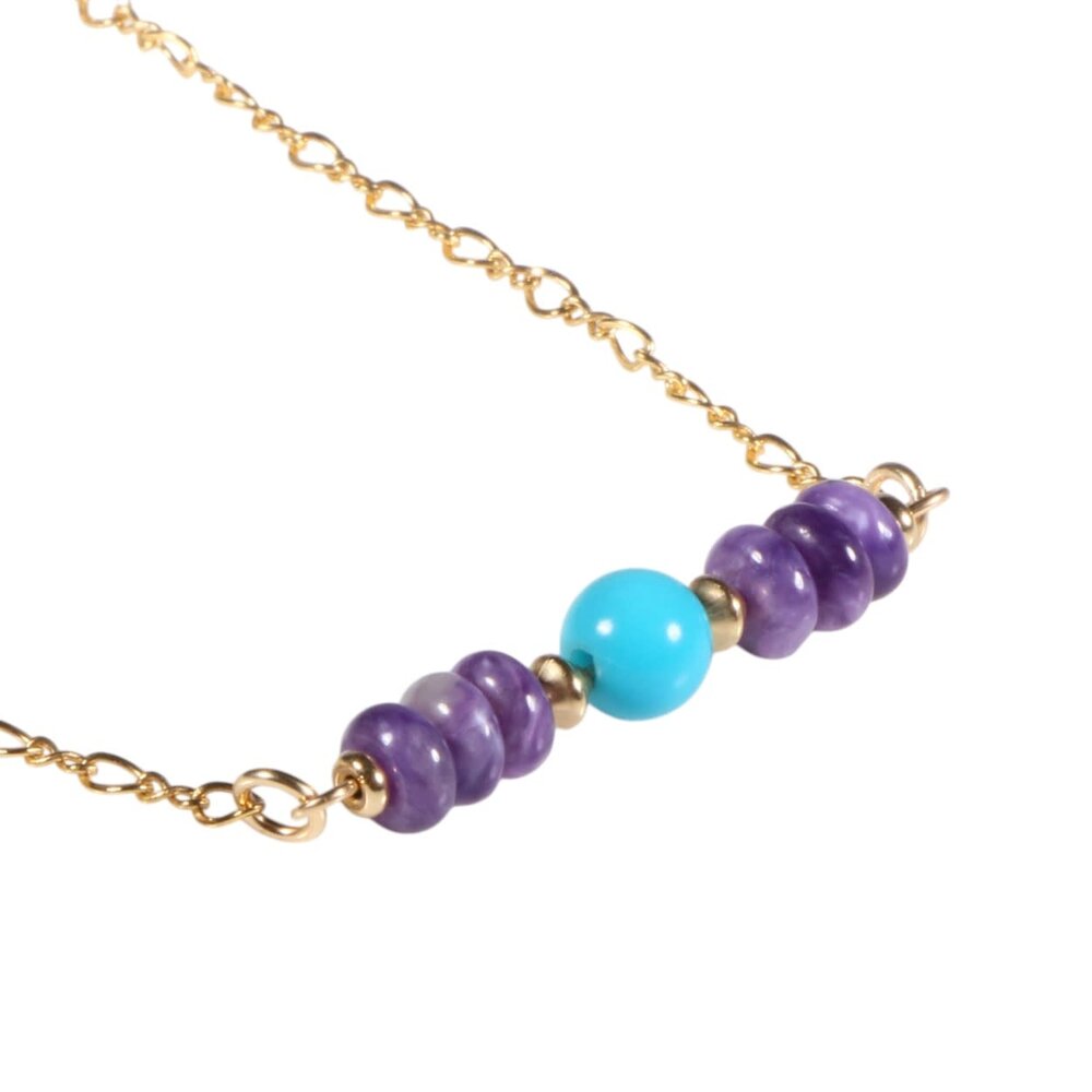 Gold filled ketting charoiet rondelles en sleeping beauty turkoois Gold filled ketting charoiet rondelles en sleeping beauty turkoois
