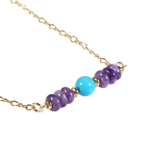 Gold filled ketting charoiet rondelles en sleeping beauty turkoois Gold filled ketting charoiet rondelles en sleeping beauty turkoois