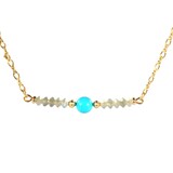 Gold filled ketting labradoriet rondelles en sleeping beauty turkoois Gold filled ketting labradoriet rondelles en sleeping beauty turkoois
