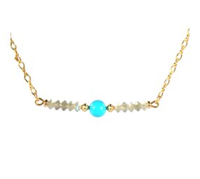 Gold filled ketting labradoriet rondelles en sleeping beauty turkoois Gold filled ketting labradoriet rondelles en sleeping beauty turkoois