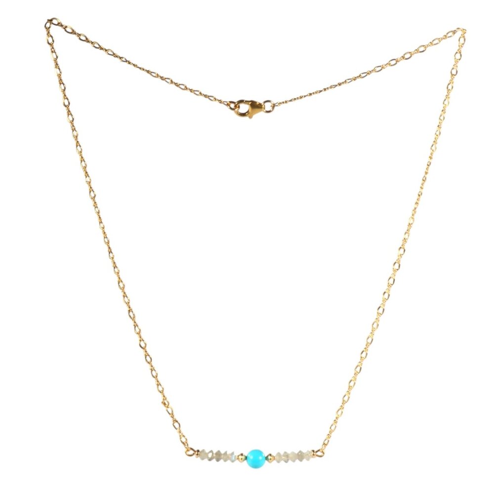 Gold filled ketting labradoriet rondelles en sleeping beauty turkoois Gold filled ketting labradoriet rondelles en sleeping beauty turkoois