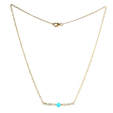 Gold filled ketting labradoriet rondelles en sleeping beauty turkoois Gold filled ketting labradoriet rondelles en sleeping beauty turkoois