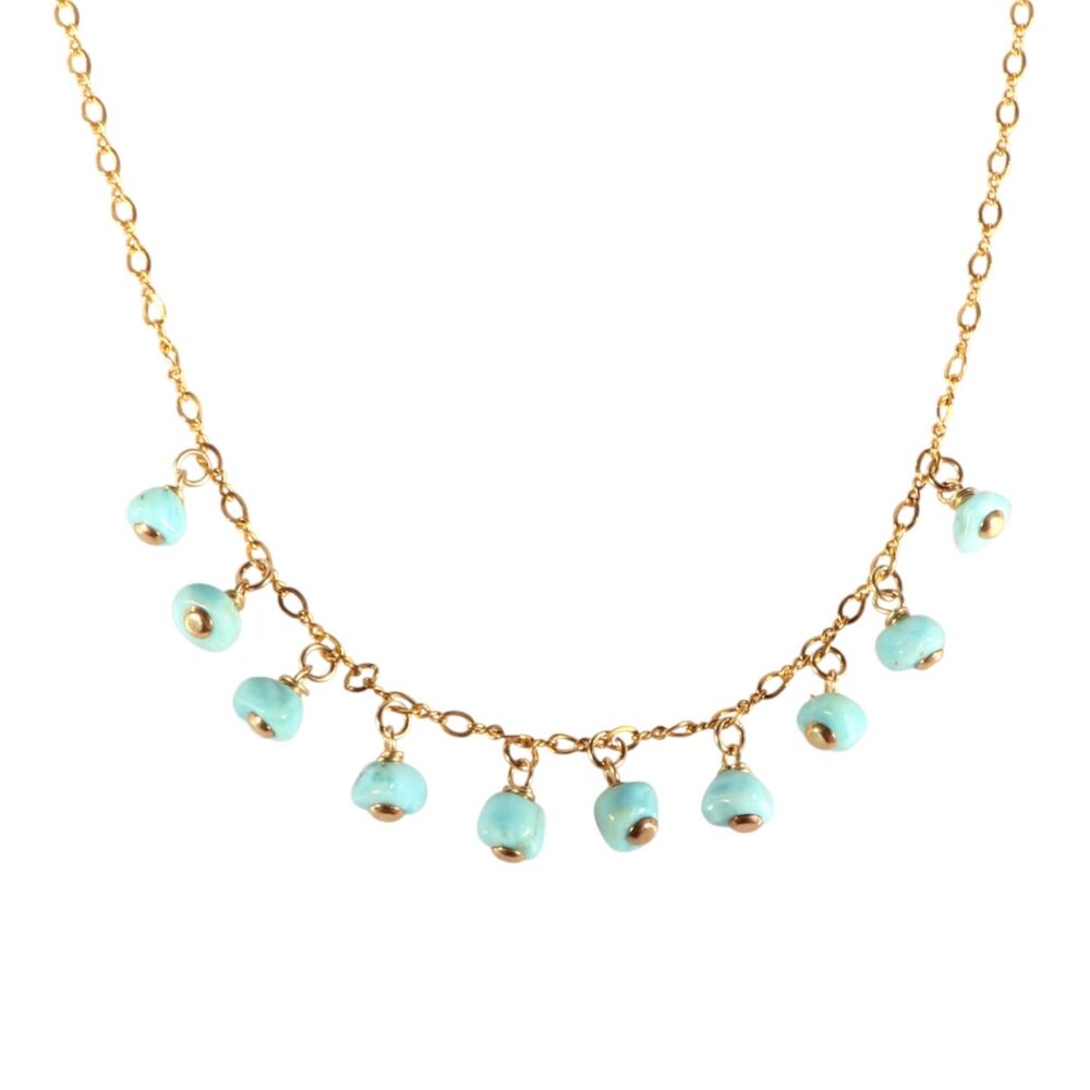 Gold filled ketting larimar bedeltjes Gold filled ketting larimar bedeltjes
