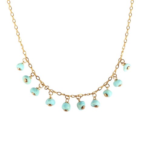 Gold filled ketting larimar bedeltjes Gold filled ketting larimar bedeltjes