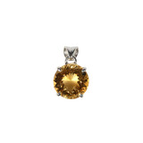 Zilveren hanger citrien | rond facet gezet 1,3 cm Zilveren hanger citrien | rond facet gezet 1,3 cm