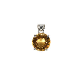 Zilveren hanger citrien | rond facet gezet 1,3 cm Zilveren hanger citrien | rond facet gezet 1,3 cm