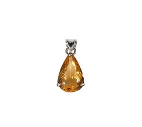 Zilveren hanger citrien | druppel facet gezet 1,8 x 1,2 cm Zilveren hanger citrien | druppel facet gezet 1,8 x 1,2 cm
