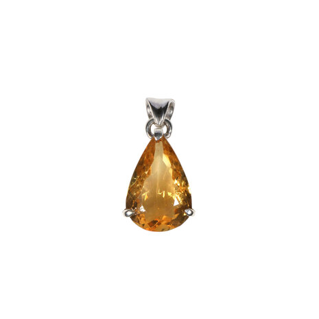 Zilveren hanger citrien | druppel facet gezet 1,8 x 1,2 cm Zilveren hanger citrien | druppel facet gezet 1,8 x 1,2 cm