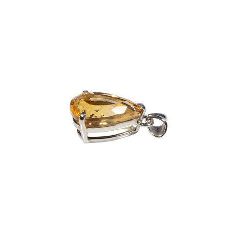 Zilveren hanger citrien | druppel facet gezet 1,8 x 1,2 cm Zilveren hanger citrien | druppel facet gezet 1,8 x 1,2 cm
