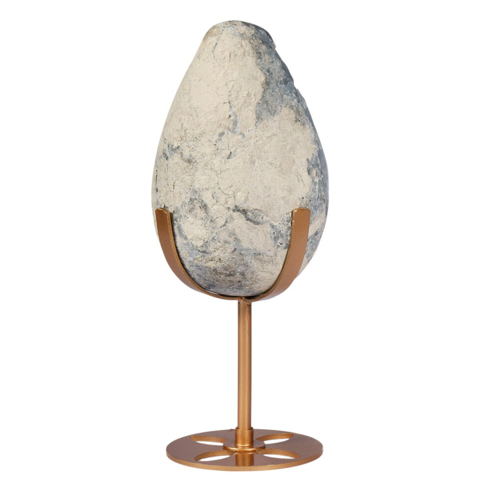 Celestien ei op goudkleurige standaard 13,8 x 8,8 x 8,1 cm | 1506 gram Celestien ei op goudkleurige standaard 13,8 x 8,8 x 8,1 cm | 1506 gram