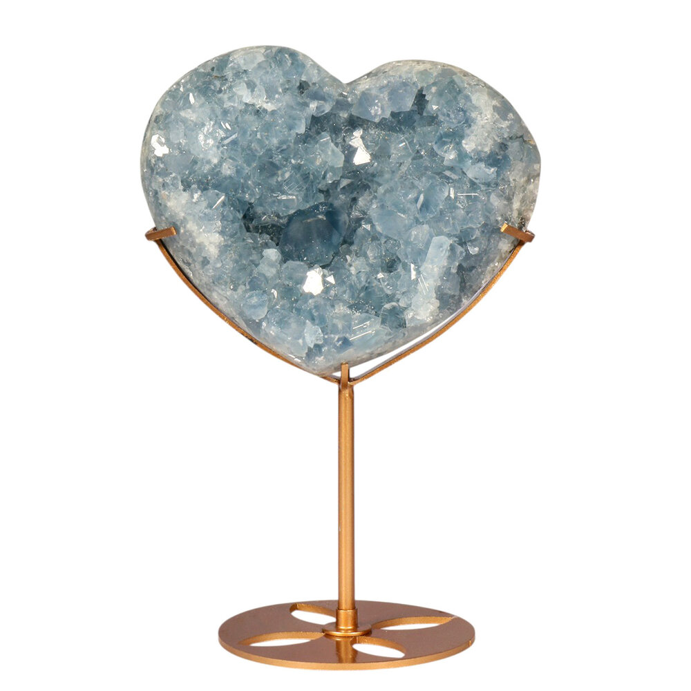 Celestien hart op goudkleurige standaard 13,7 x 11,5 x 6,2 cm | 1745 gram Celestien hart op goudkleurige standaard 13,7 x 11,5 x 6,2 cm | 1745 gram